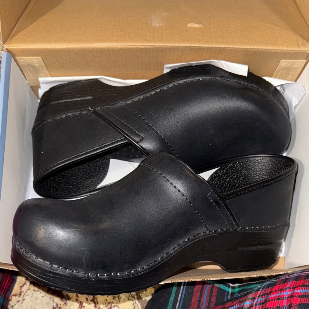 Dansko Black Leather Clogs